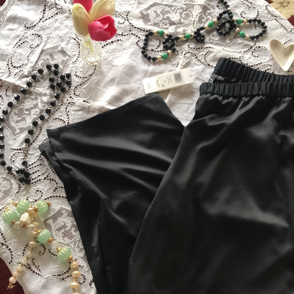 NWT Eileen Fisher Holiday Silky Dress Eco-friendly Black Pull-on Pants